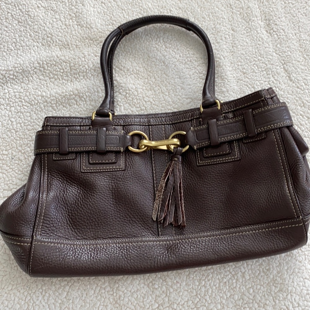 COPY - COACH Hampton 10213 Brown Pebble Leather Carry-all Shoulder Tote